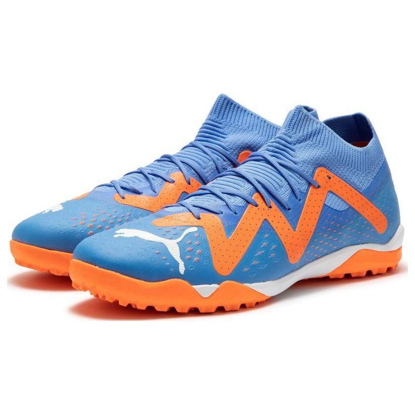 Puma Future Match Round Toe Lace-Up TT (Rubber Studs) Artificial Turf Soccer Shoes Men Soccer Shoes Blue Orange 107184-01