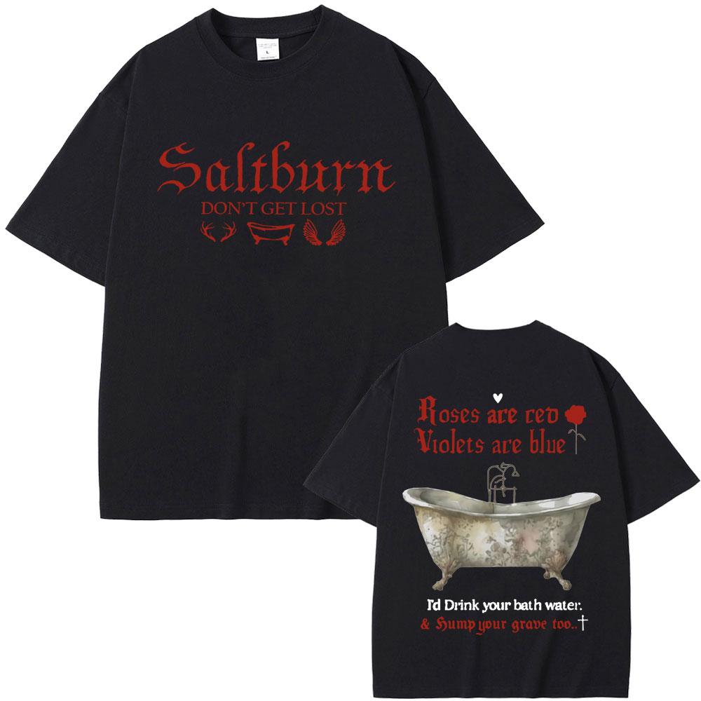 Movie Saltburn Don't Get Lost Graphic T-shirts Unisex Unisex Cotton Oversized T Shirt Unisex's Fashion Vintage Tshirt Trend Streetwear