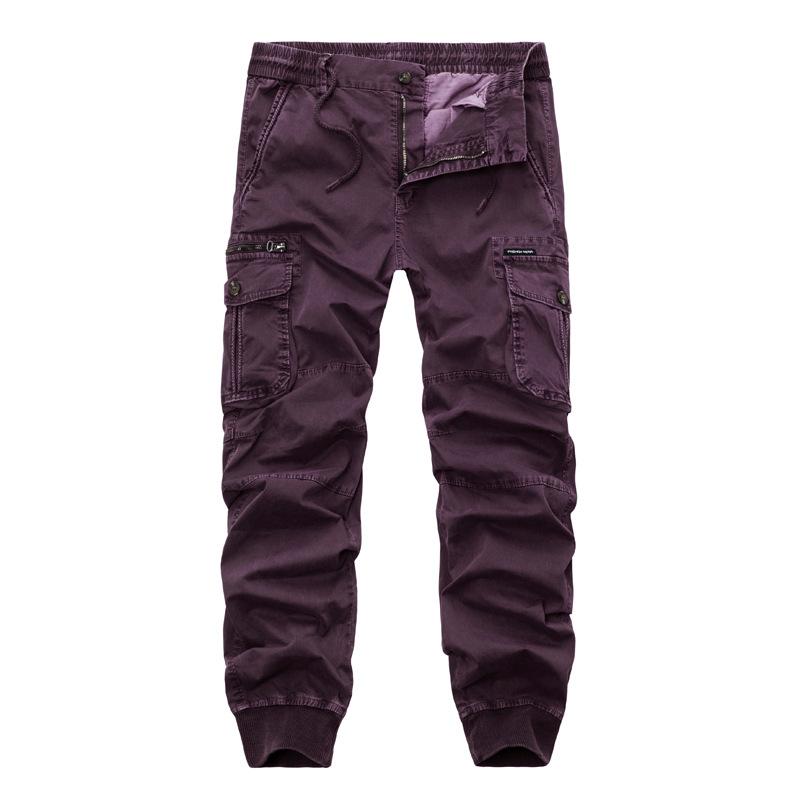 Men's Spring and Fall Personalized Casual Multi-Pocket Trousers Youth Mid Waist Street Workwear Pants