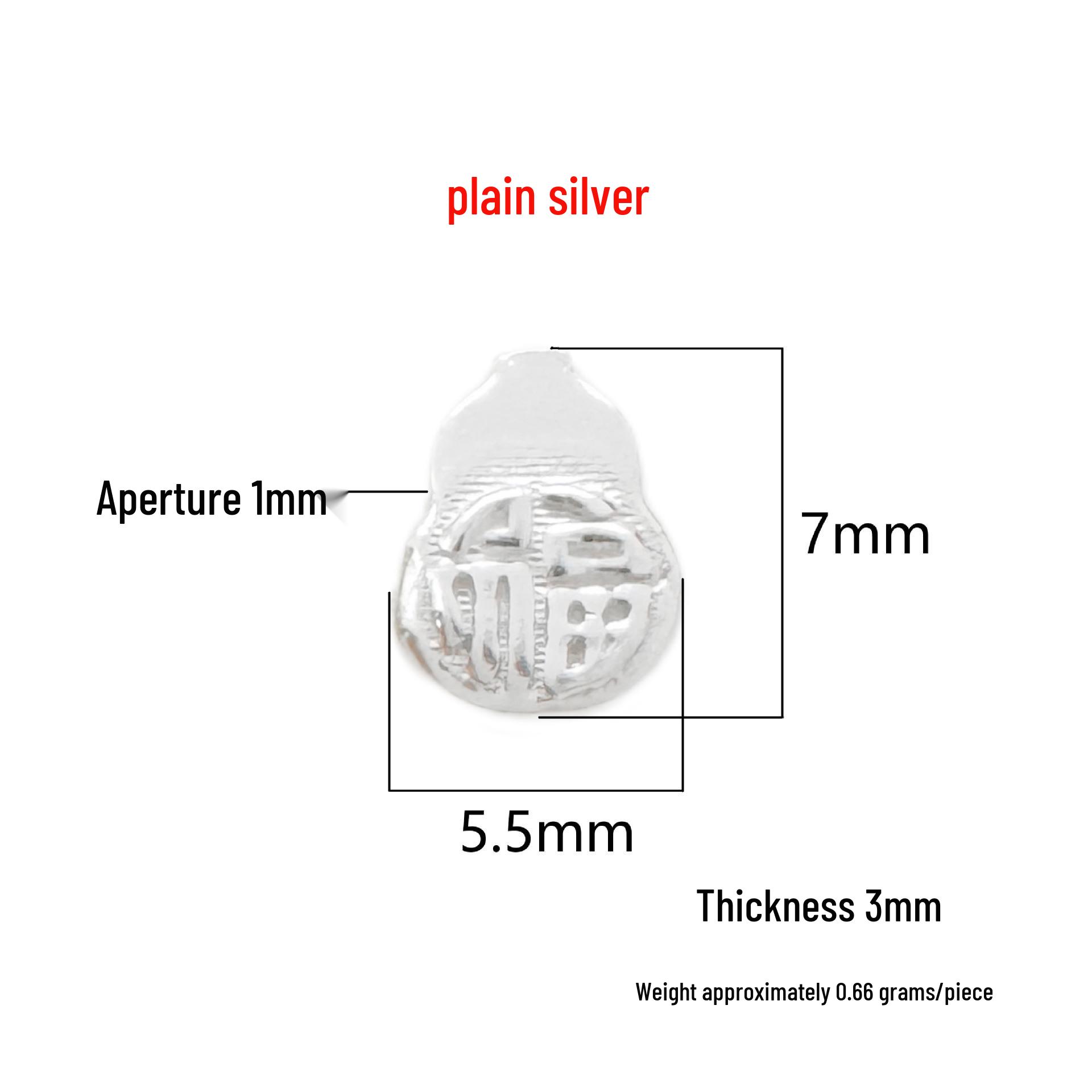 Sterling Silver Fu Character Money Bag Gourd Pendant Charm for DIY Bracelet/Necklace, Gold Beaded Weaving Rope Accessories. 999 Pure Silver серебряный