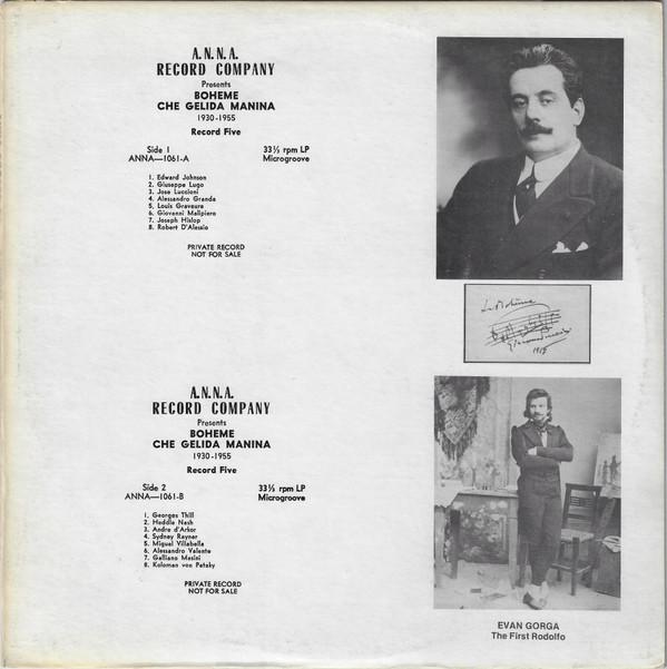 

LP Record VARIOUS Boheme Che Gelida Manina 19301955 ANNA1061AB A.N.N.A. Record US Classical Used