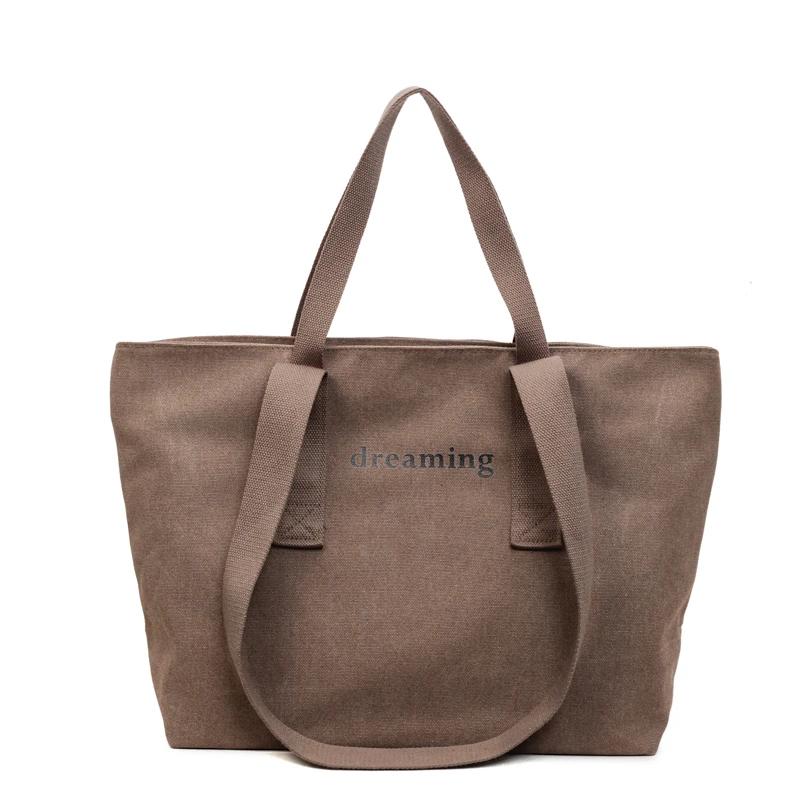 

New Nyl Solid Color Zipper Letter Casual Tote Bag Simple Versatile Bag Large Capacity Commuting Durable Shoulder Bags кавовий