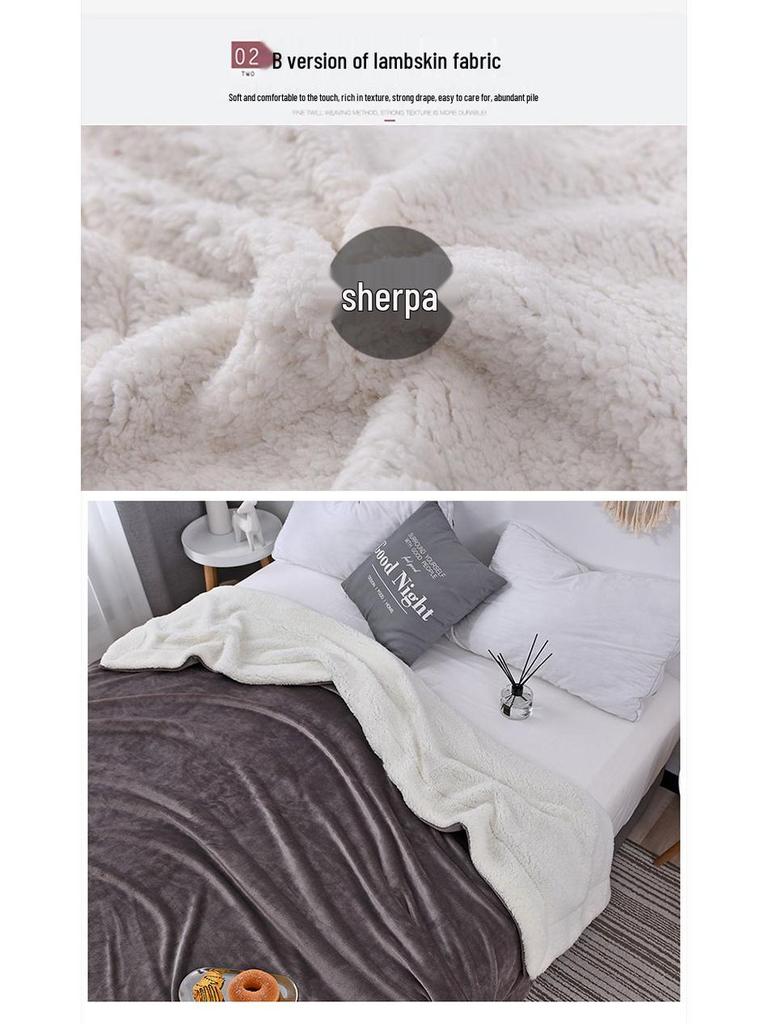 Winter Doppelschicht Korallenfleece & Lammwolle Einfarbig Decke