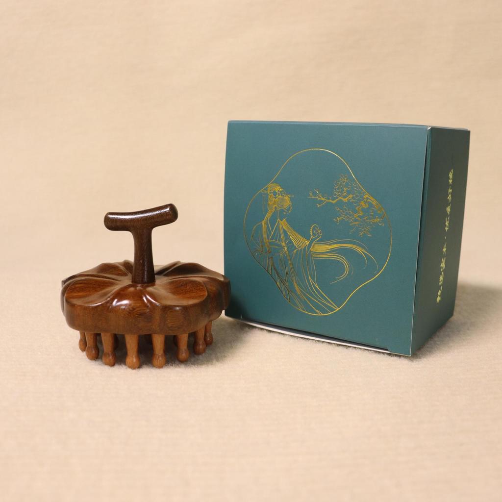 Golden Silk Sandalwood Disc 28 Nails Massage Comb Hair Skin Whole Body Meridian Comb Hair Treatment Dredging Comb Scalp Massage Comb