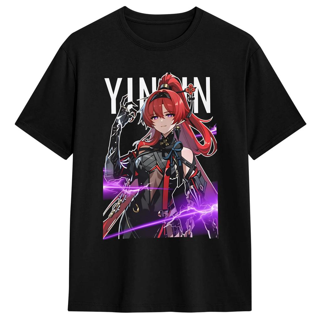 Vintage Wuthering Waves Characters Tshirts For Unisex Round Collar Cotton T Shirt Short Sleeve Tees 6xl Clothing
