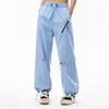 Women's Overalls Casual Lightweight Solid Color Trousers Drawstring Multi-Pockets Straight Leg Pants