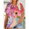 Sommer Damen T-Shirt mit Aufdruck, Rundhals, kurzärmelig, für den Alltag
