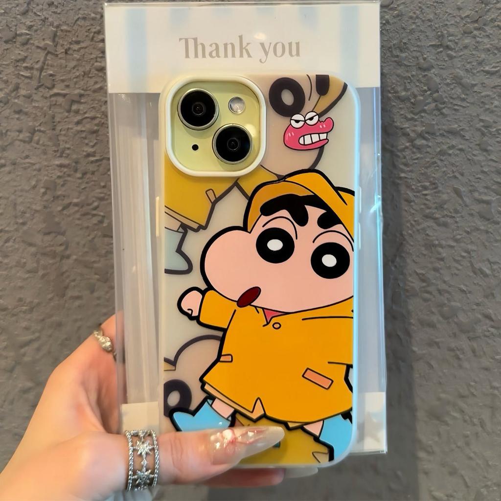 Jelly 2-in-1 Mobile Phone Case Rainbow Crayon Shin-chan Cute Cartoon Girl Birthday Korean Ins Style Mobile Phone Case