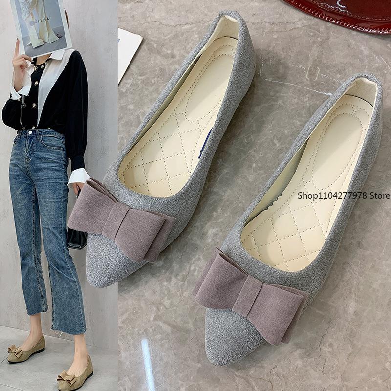 Fashion Summer Fashionable Comfortable Versatile Women's Shoes Flats Casual Simple Wear-resistant Flat Bottom Bow Shoes Large Size 43