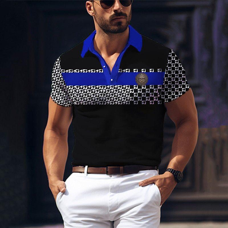 Simple Solid Color 3D Digital Printing Men's Comfortable Polo Shirt
