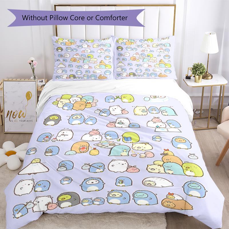 3pcs Sumikko Gurashi pattern bedding set duvet cover set includes duvet cover &pillowcases, perfect all season bedroom decoration & gift