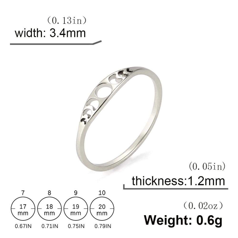 Personality Stainless Steel Moon Phase Couple Rings for Men Women Hollow Star Moon Sun Stacking Finger Ring Celestial Jewelry