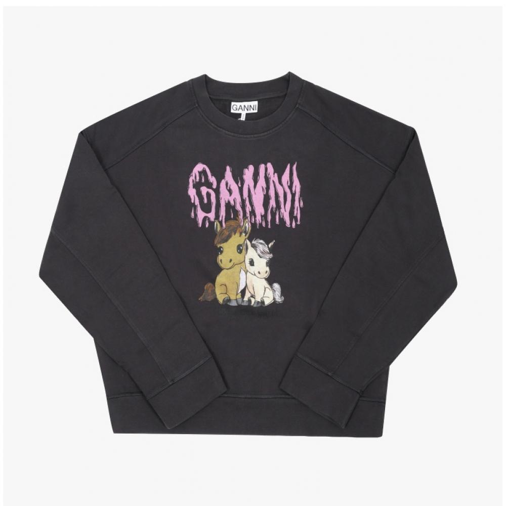 Ganni Women Pony Logo Sweatshirt 252 A1060018