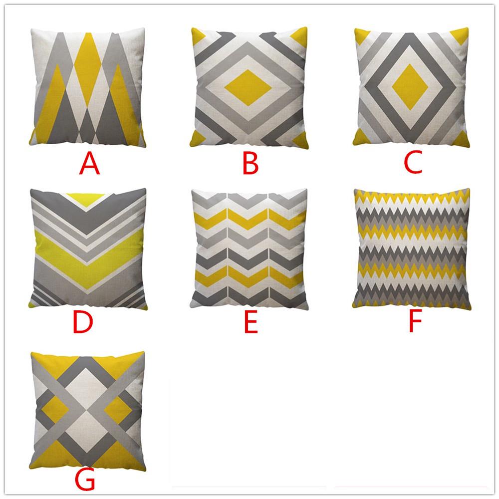 Yellow Geometric Pattern Throw Pillow Case Cushion Cover Home Decor Cotton Linen