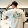 Unisex Women Double Sided Print T Shirt Cool Bike Front Skeleton Cycling Bicycle Line Drawing Back Basic Cotton Daily Wear Tee Tops
