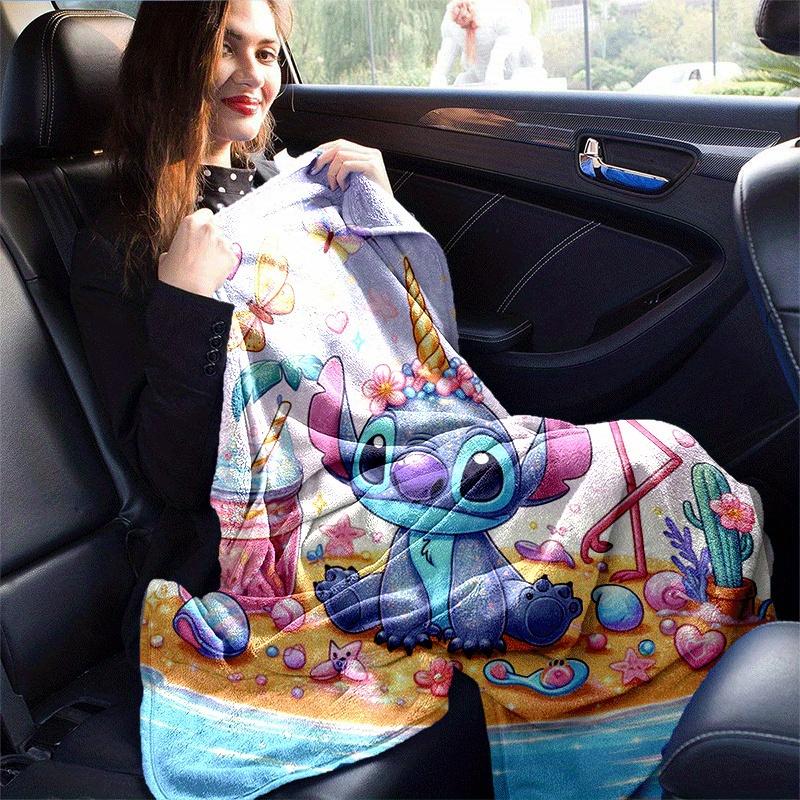1pc Cute Stitch Printing Blanket - Soft, All-Season Throw for Living Room, Bedroom,Personalized Gift with Adorable Cartoon Design