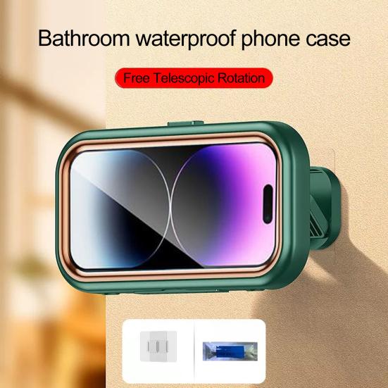 Shower Phone Holder Rotation 360-Degree Wall-Mounted Angle Adjustable Waterproof Cellphone Phone Holder Stand Case Box
