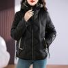 Casual Hoody met Golvend Patroon Warm Verdikt Los Buitenjas Effen Kleur Parka Jas Dames Grote Zakken