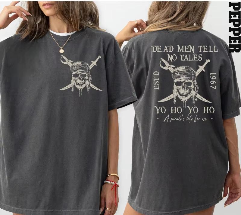 Comfort Colors Pirates of The Caribbean Dead Men Tell No Tales Skjorte Vintage Piratskjorte Retro 90-talls Piratskjorte