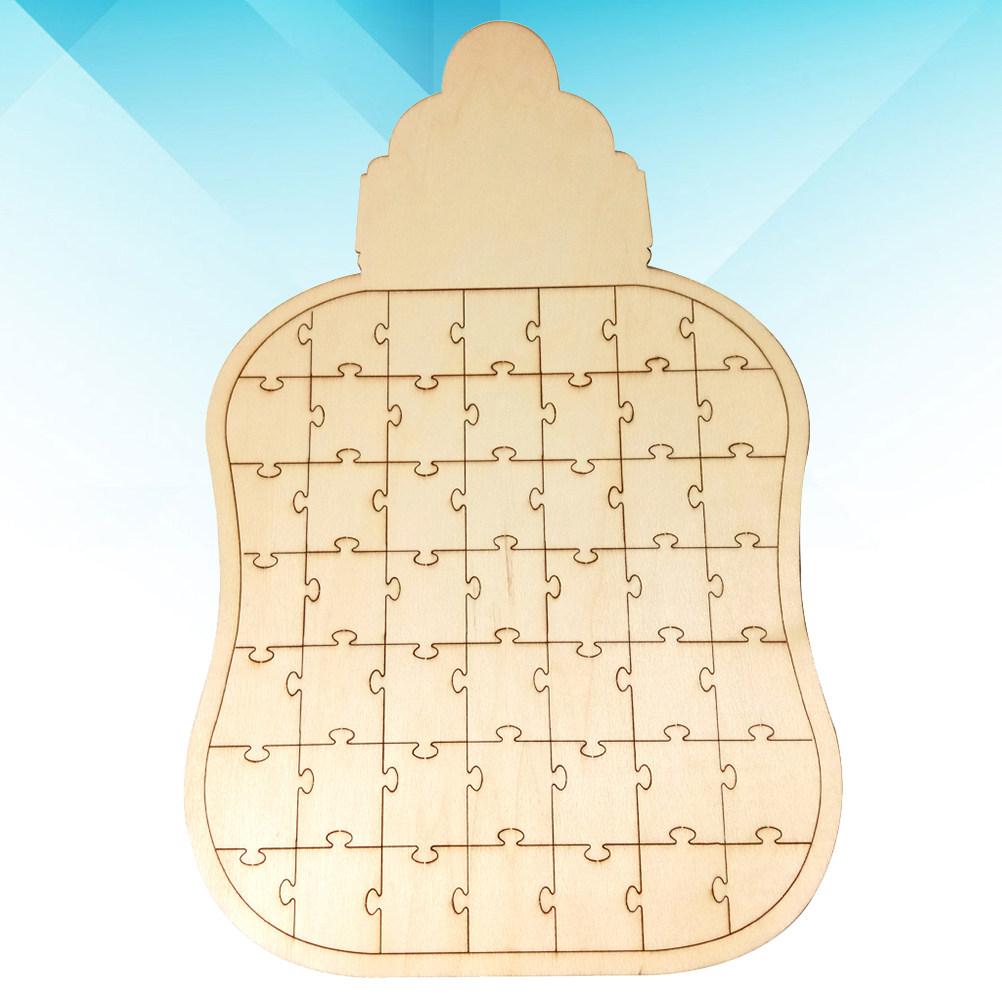 Wooden Milk Bottle Shaped Wedding Guestbook Personalised Creative Jigsaw Sign in Book for Guests Blessings Romantic Memory