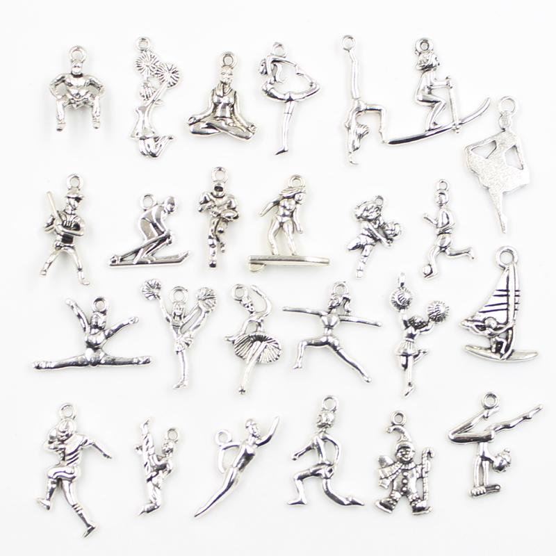 30Pcs Charms Sun Moon Horse Crown Leaf Fish Clover Antique Bronze Silver Color Mixed Pendants Diy Making Findingstibetan Jewelry