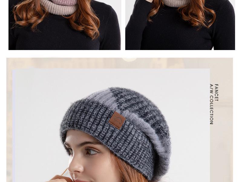 9971 Women's Two-tone Winter Hat & Scarf Set - Thick, Warm Ear Protection Wool Hat with Velvet Lining.