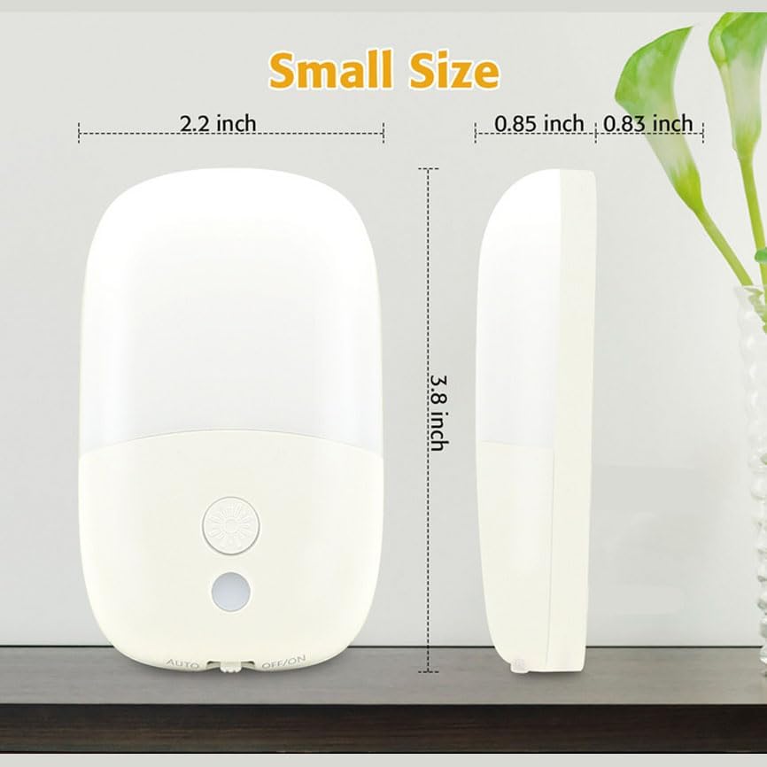LED Night Lights Plug Into Wall, Dusk To Dawn Light Sensor Activated Dimmable Night Light, LED Nightlights Adjustable Brightness (Warm White) for