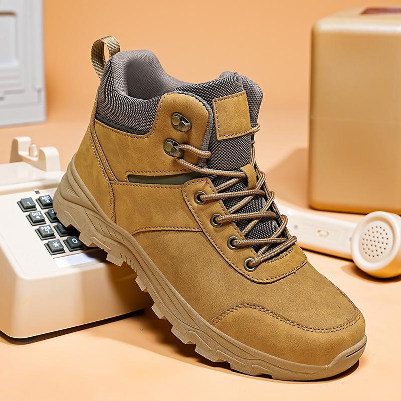 

Autumn and winter large size 48 Martin boots trendy outdoor hiking big head high help tooling boots big yellow boots a big hair 48 жёлтый