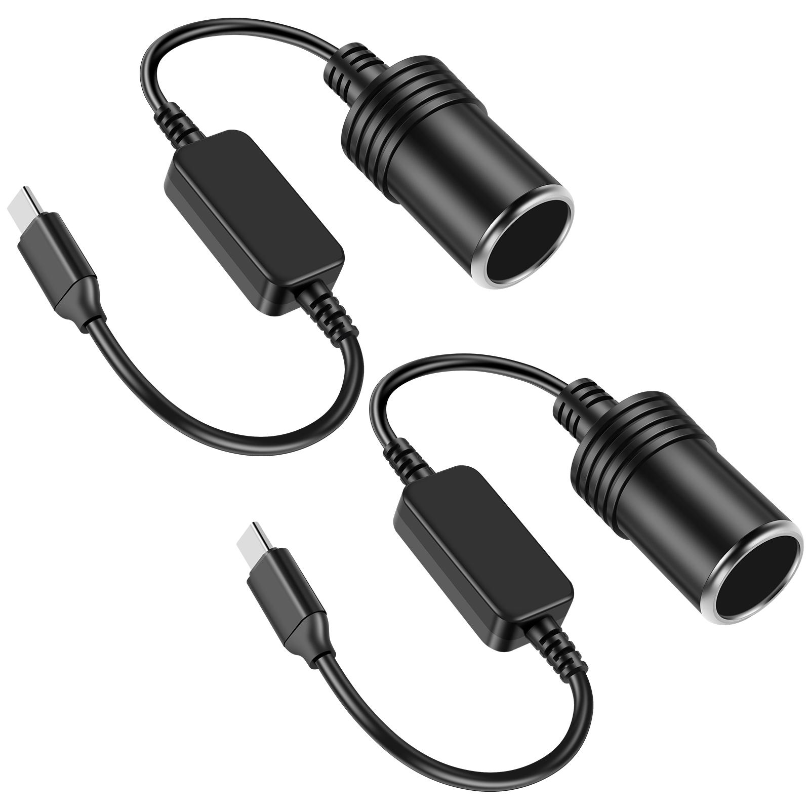

4/2 шт. Автомобильный прикуриватель USB C Type-C на 12 В Мужской-Женский адаптер прикуривателя Кабель питания
