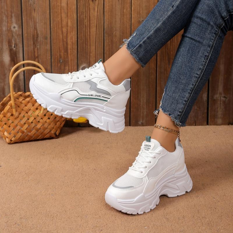 Frühling/Herbst Rundkopf Komfort Übergröße Walking Schuhe Mode Neu Verkauf Dicke Sohle Schnürschuhe Lässige Sneaker Damen