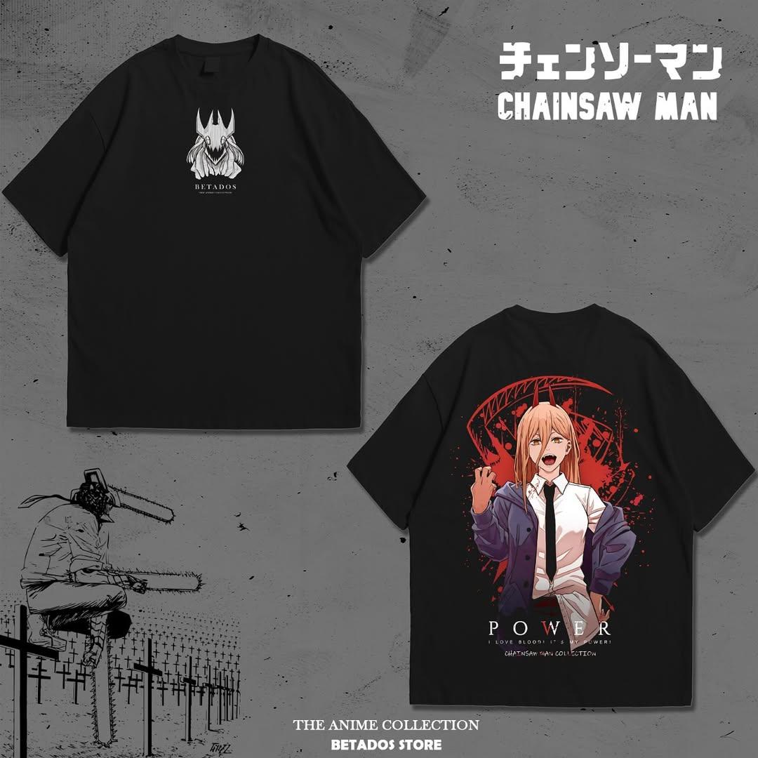 Kettensägenmann Power Grafik T-Shirt Herren Damen Oversize Y2k Streetwear Kurzarm Manga T-Shirt Weiblich Männlich Kleidung Mode Weiches T-Shirt S gray