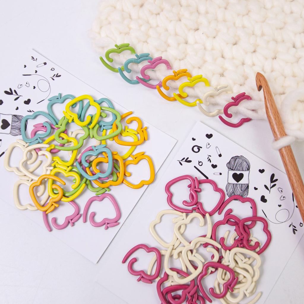 24Pieces Fruit Shape Stitching Markers Rings Crochet Locking Markers for Hobbyist and Professional Knitting Crocheting