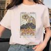 Tarot Card Flower Funny Time Graphic Print T Shirt Fashion Casual Crew Neck Short Sleeve  T Shirt Women