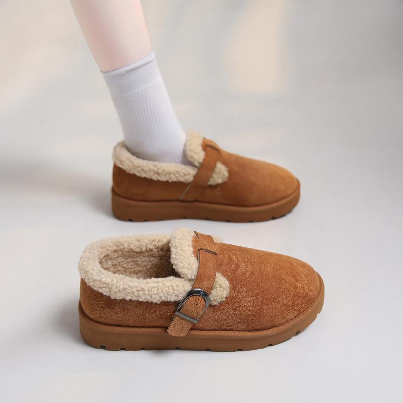 

2025 new Birkenstock winter fluffy shoes women s retro style thick-soled piled thickened snow boots European size women s shoes 42