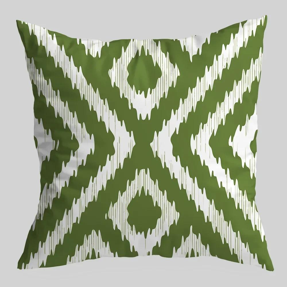 Green Fresh Geometric Print Pattern Pillowcase Suitable for Home Living Room Sofa Car Decorative Cushion Cover
