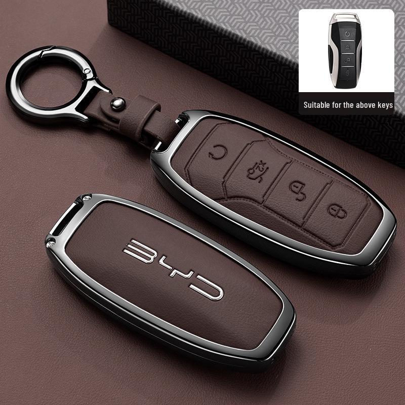 Premium Car Key Bag with Buckle for BYD Han, Qin Plus, Song Pro, Tang, Dolphin, and E9