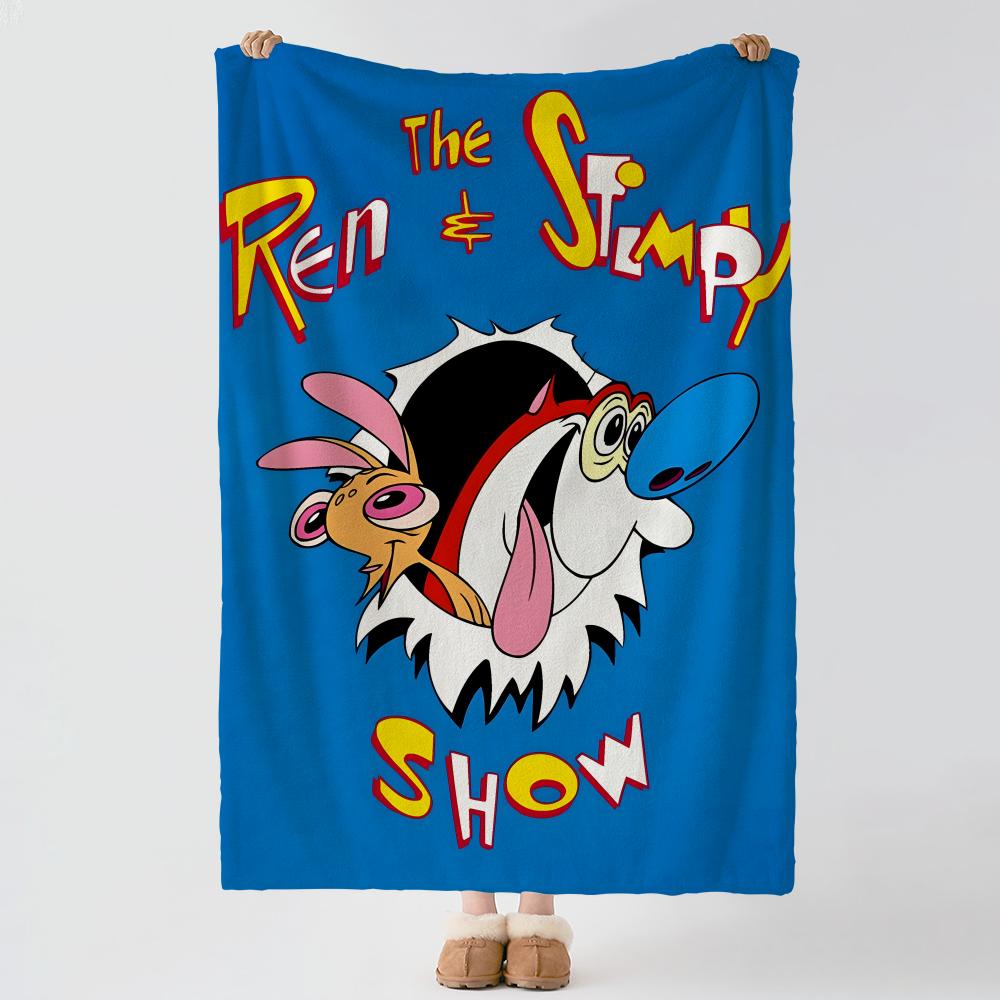 TThe RRen Stimpy Show Throw Soft Warm Flannel Blanket Multiuse Throw for Bed Sofa Office Air Conditioning Nap Blanket