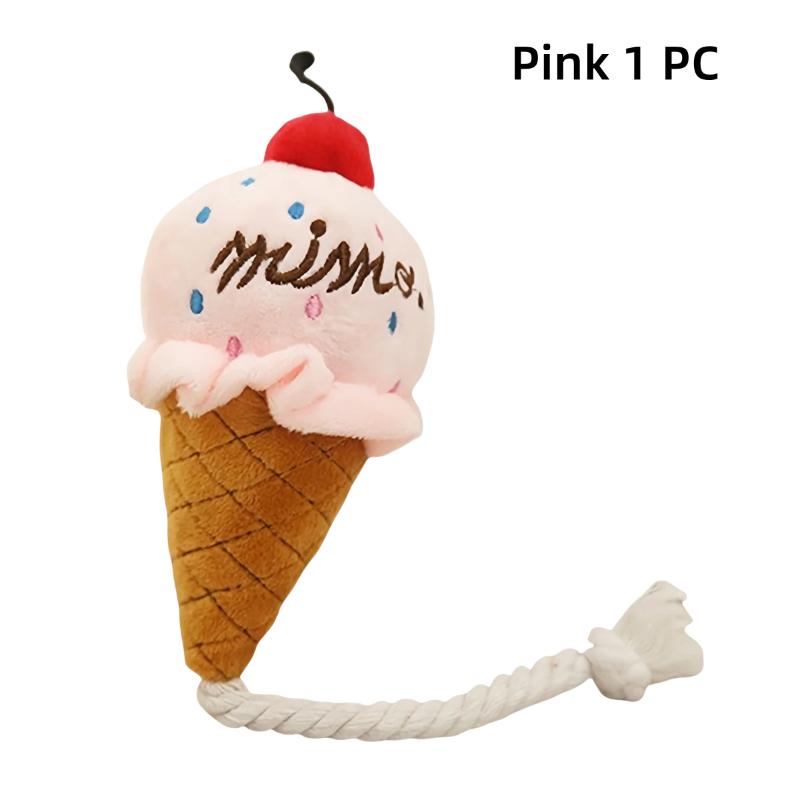 

Милая игрушка в форме мороженого, плюшевая пищалка для щенков и собак малых и средних пород, для грызунов, товары для домашних животных, аксессуары для щенков розовый