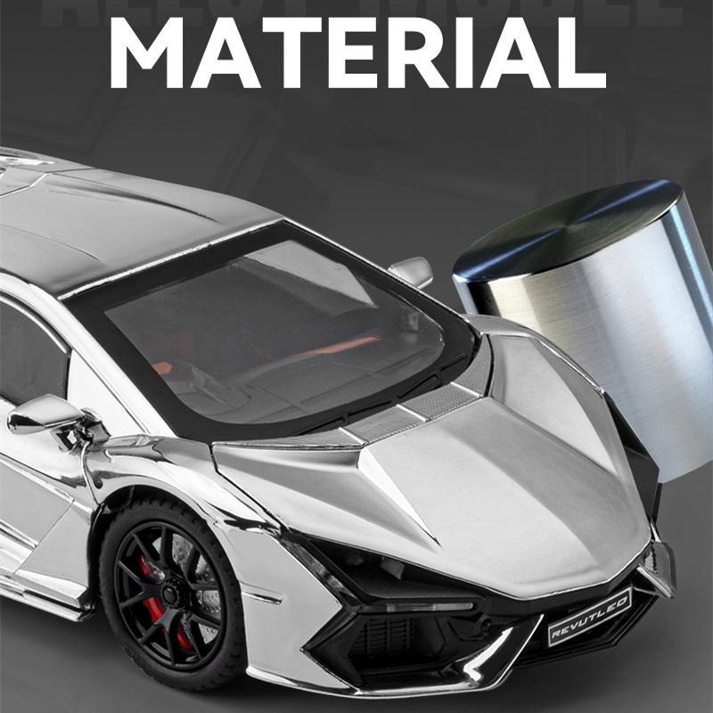 1/24 Lamborghini Revuelto Alloy Sports Car Model Diecast Metal Racing Electroplating Vehicles Car Model Sound Light with Spray Kids Toy Gift