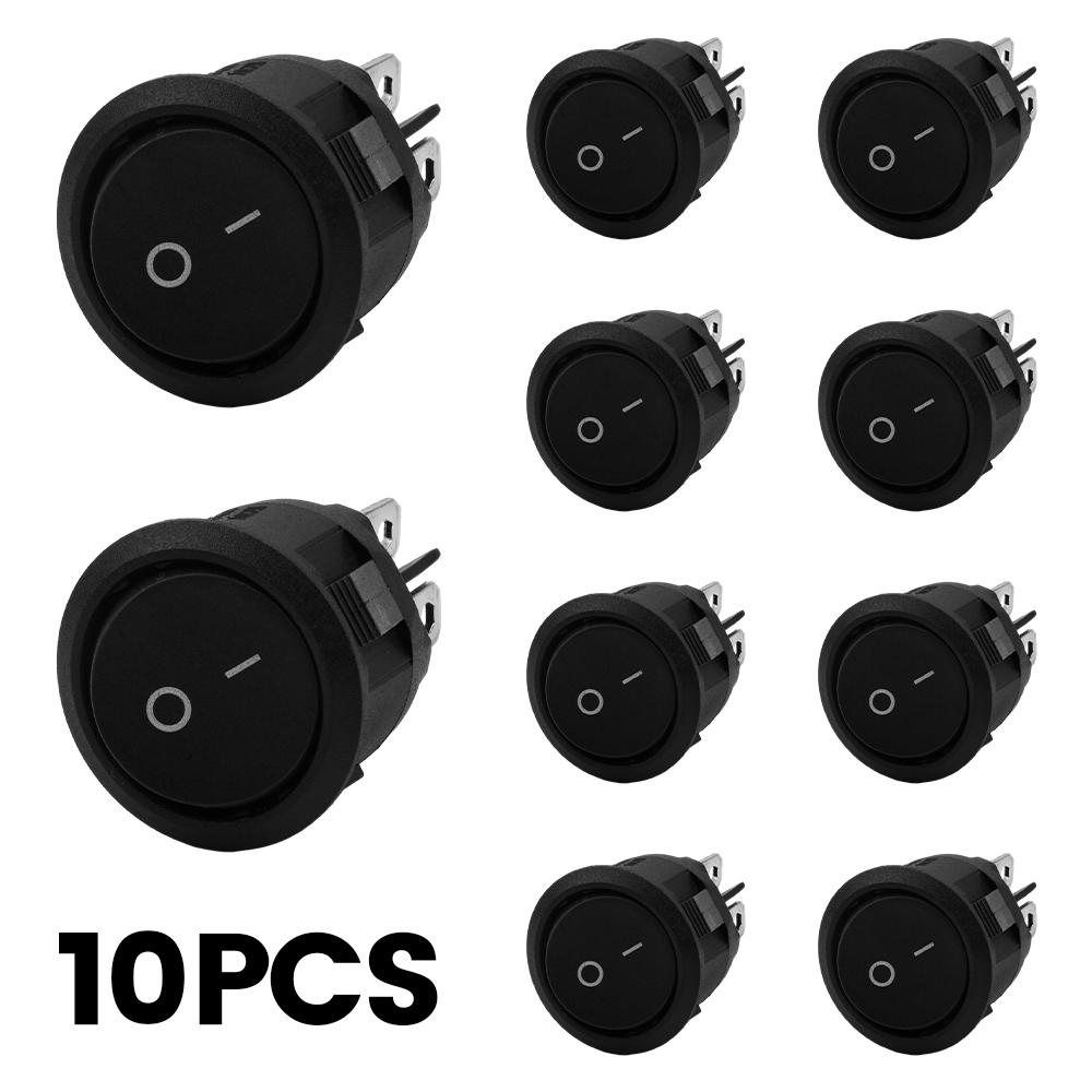 AC 6 Pin 2 Position ON/Off Power Switch Round Rocker Power Switch Black Button for Car Boat Rocker Switch Toggle KCD1-206