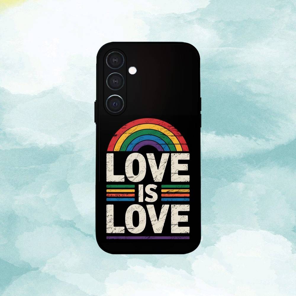 Love Is Love LGBT Rainbow  Phone Case For Samsung  A73,72,71,53,52,51,22,91,80, Soft Black Cover