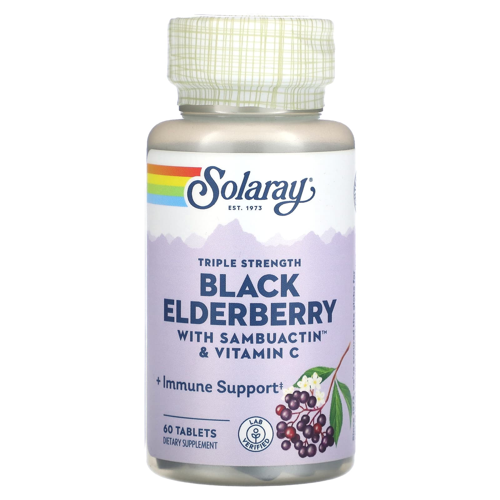 

Triple Strength Black Elderberry with Sambuactin and Vitamin C, 60 Tablets