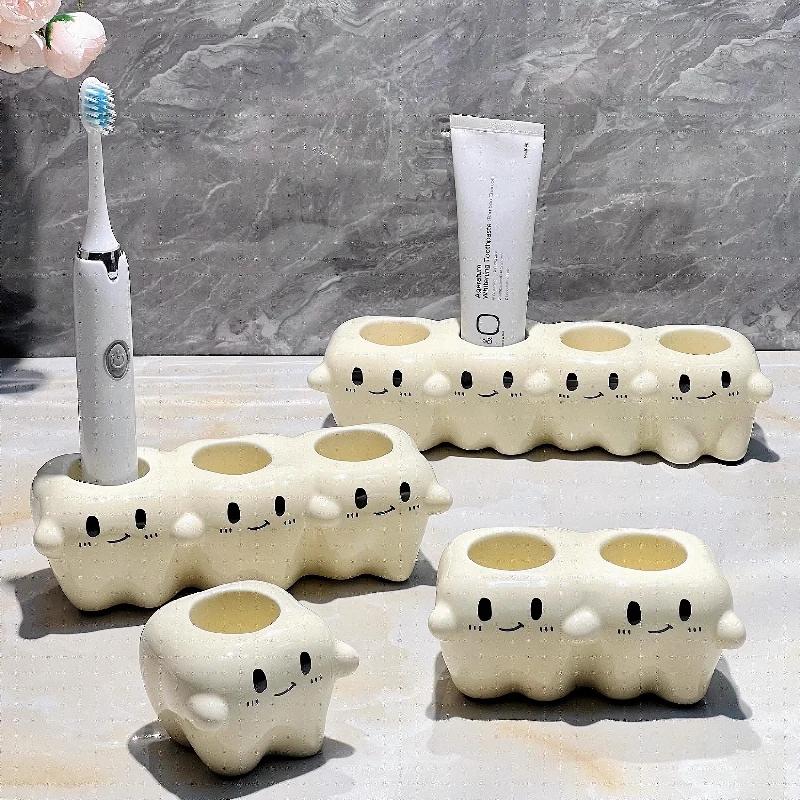Electric Toothbrush Holder Ceramic Soft Cute Shelf Toothpaste Washstand Toothbrush Household Storage Rack Toothbrush Holder
