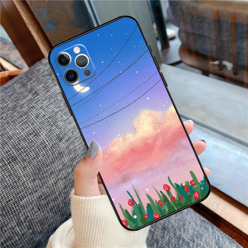 Korean Sunset Scenery Phone Case For iPhone 16 15 14 13 12 11 Pro Max 12 13 mini XR 15 16 Plus 16e Cover Shell