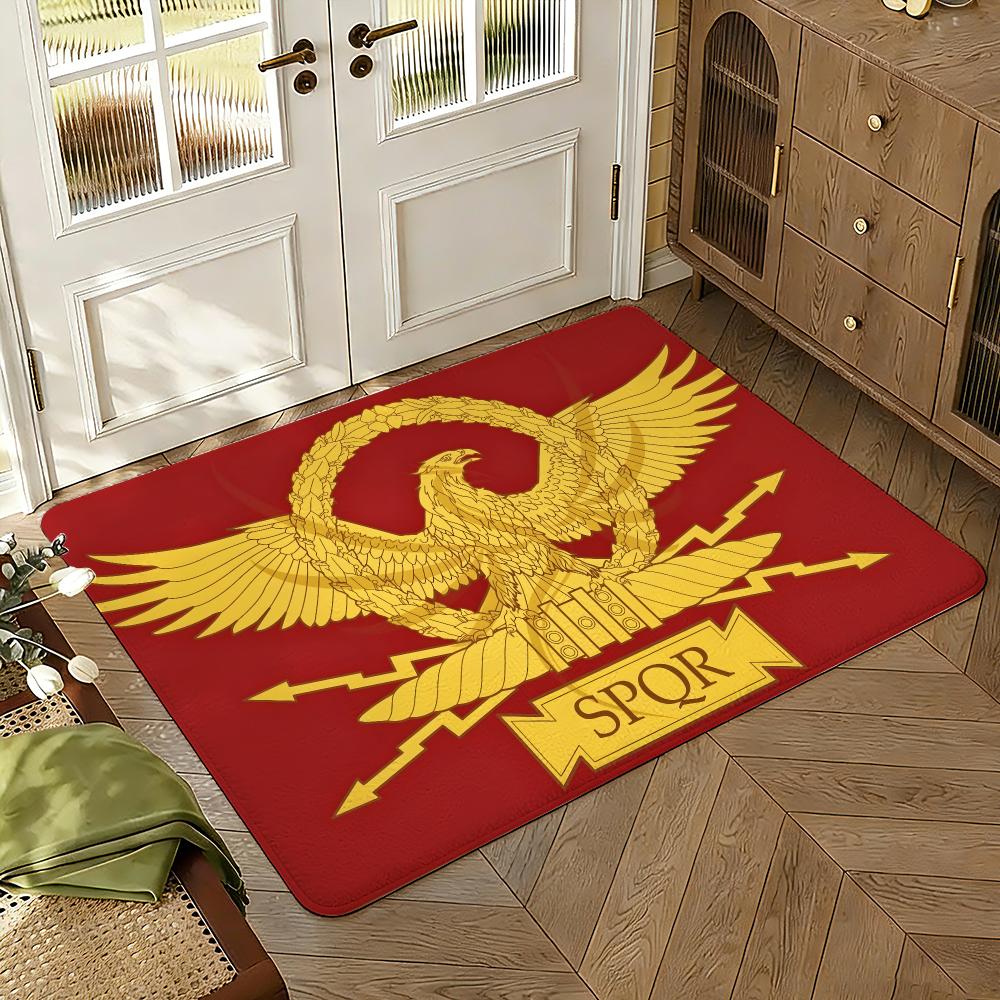 Gold Imperial Eagle Rome SPQR Floor Mat Soft Thickened Absorbent Non-Slip Bedroom Living Room Door Mat Home Decor Flannel Rugs