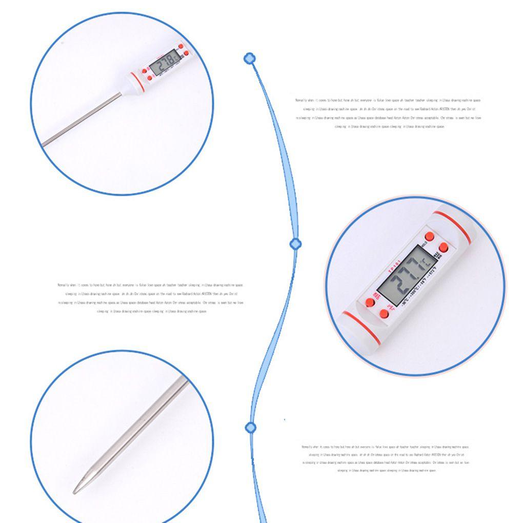 Food Thermometer Household Kitchen Frying Digital Temperature Meter 50-300℃ ℃/℉ Switchable Barbecue Stainless Steel Probe Pen