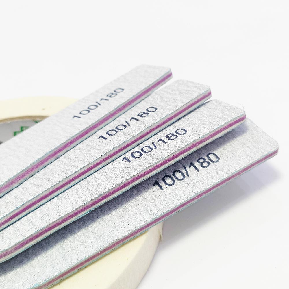 Nail File Buffer 100/180 Grit Half Moon Nail Files Double Side Sandpaper Nail Sanding Grinding Gel Nail Polish Manicure Tool