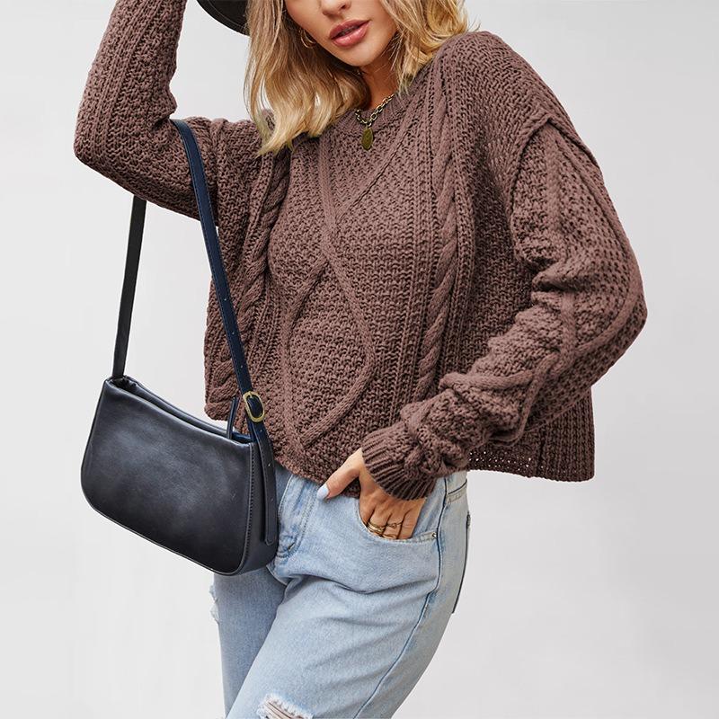 Autumn and winter new women's clothing twist button rope knitted sweater loose thick needle pullover sweater large size