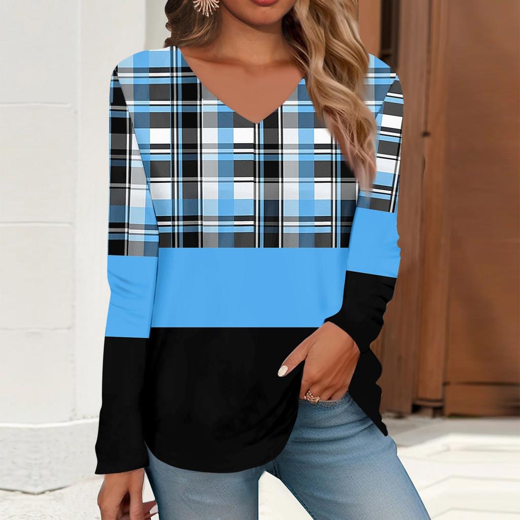 Dámské tričko Tričko Potisk Dlouhý rukáv Denní Víkend Denní Základní výstřih do V Běžné podzimní zimní topy