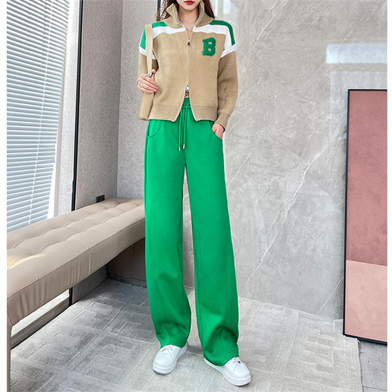 Winter New Thickening Velvet Wide Leg PantsCasual Warm Elegant Women Sweatpants Korean High Waist Loose Straight Pants Female
